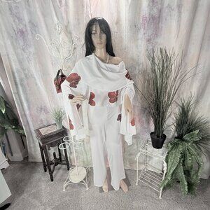 New without Tag📌Chic Floral Top & Wide Leg High Waisted  Pants Set